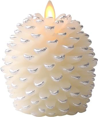 Luminara Realistic Artificial Moving Flame Pine cone Flameless LED Candle - White 3" x 4.5" | Amazon (US)