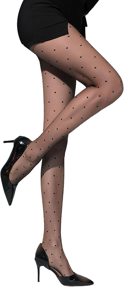 Polka Dot Patterned Tights for Women,20 Denier Sheer Black Tights for Women,S-XL | Amazon (US)