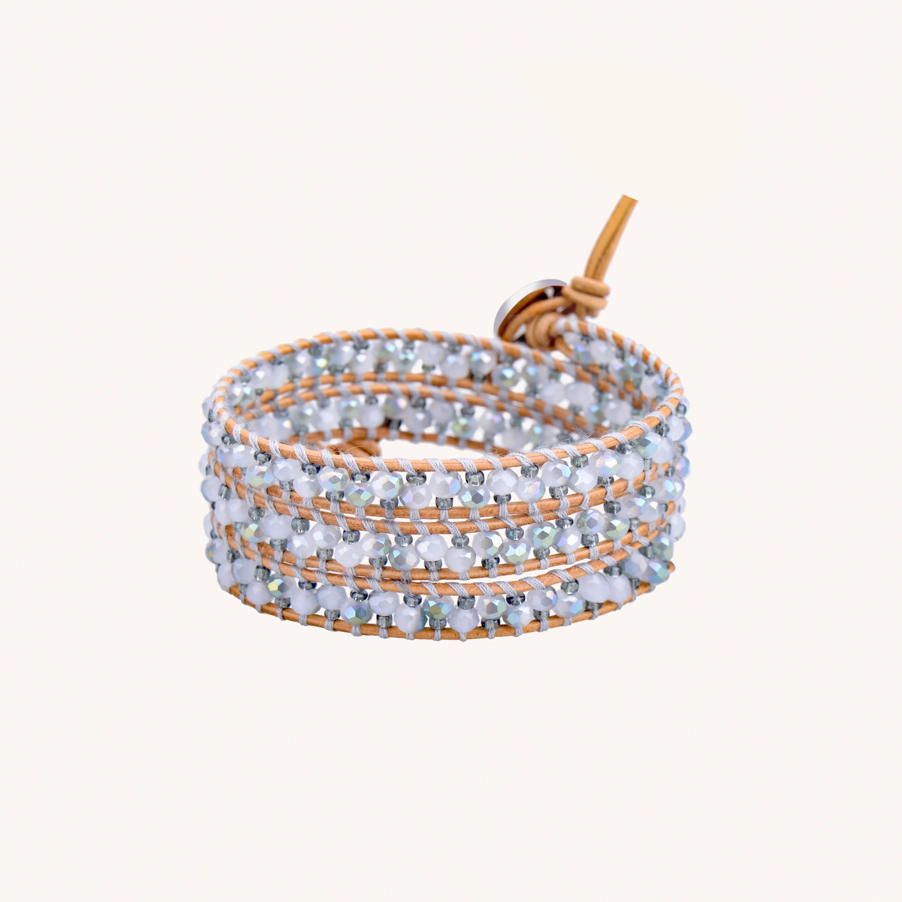 Large Silver Crystals - Natural Leather | Victoria Emerson