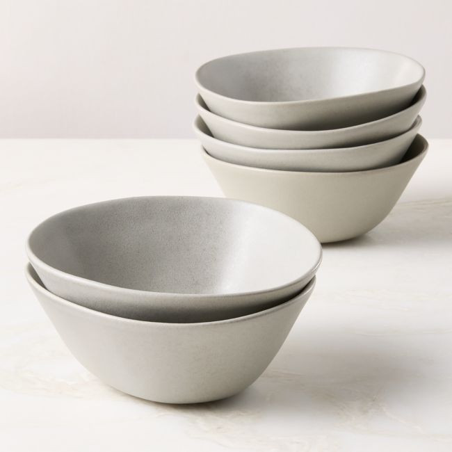 Selene Grey Stoneware Soup Bowls Set of 6 | CB2