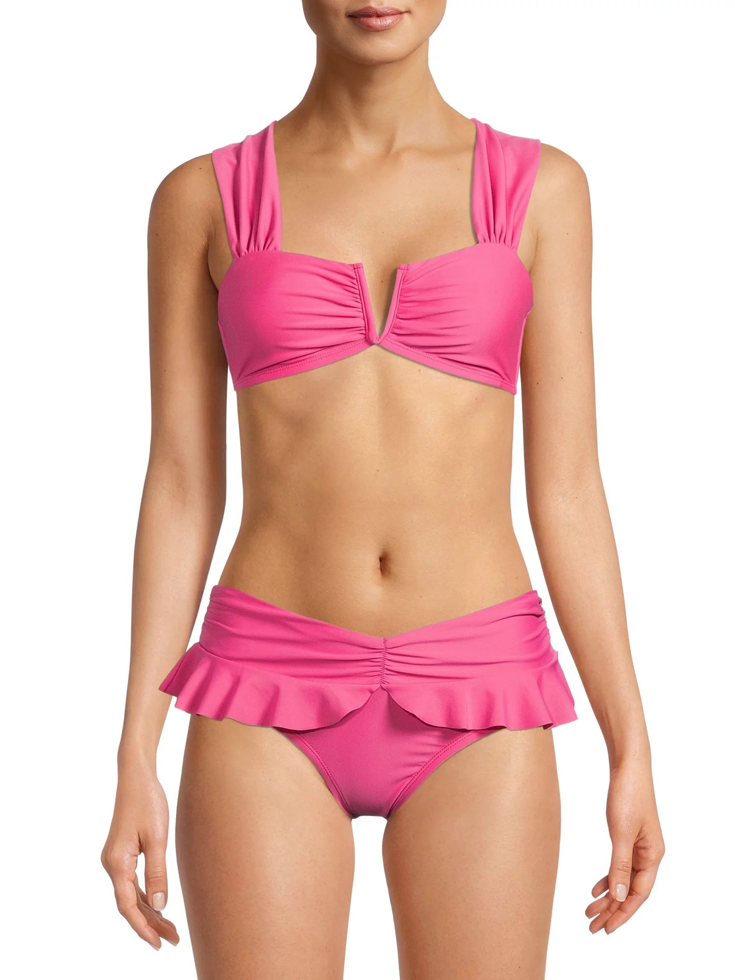 Time and Tru Women’s and Women's Plus V-Wire Bikini Top - Walmart.com | Walmart (US)