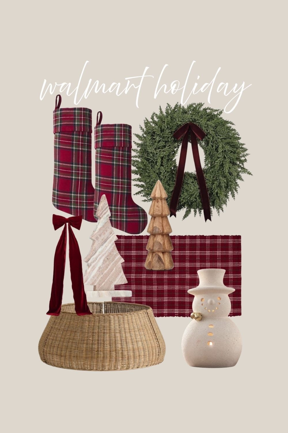 New holiday decor at Walmart. Christmas decor. Christmas tree collar. Plaid Christmas stockings. Plaid door mat. Christmas wreath.

#LTKHome #LTKSeasonal