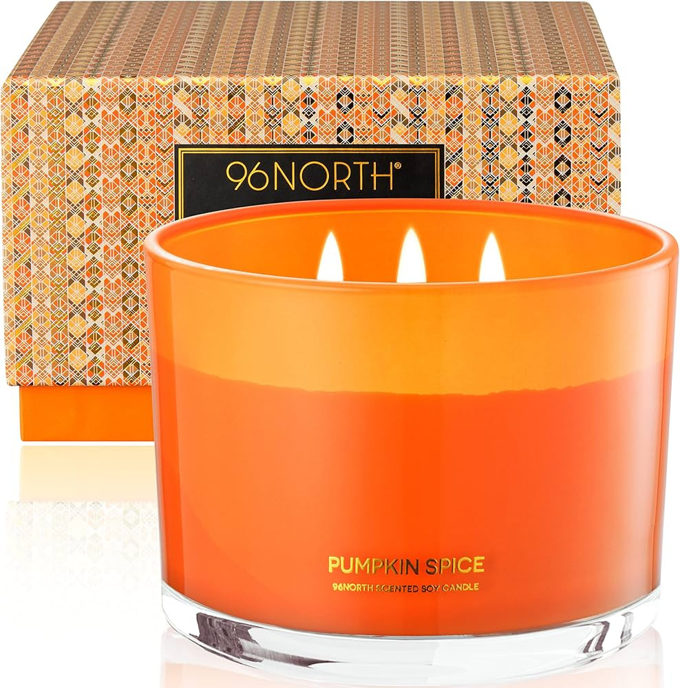 96NORTH Luxury Pumpkin Soy Candle | Large 3 Wick Jar Candle | Up to 50 Hours Burning Time | 100% ... | Amazon (US)