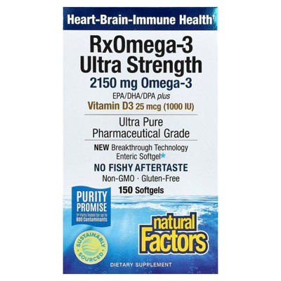 Natural Factors RxOmega-3 Ultra Strength with Vitamin D3, 150 Softgels | Target