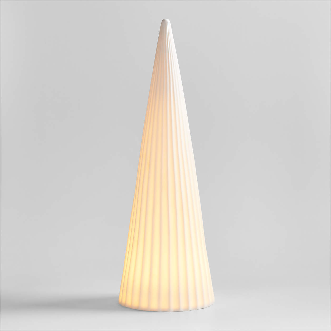 LED Extra-Small White Porcelain Christmas Tree Decorative Object + Reviews | Crate & Barrel | Crate & Barrel