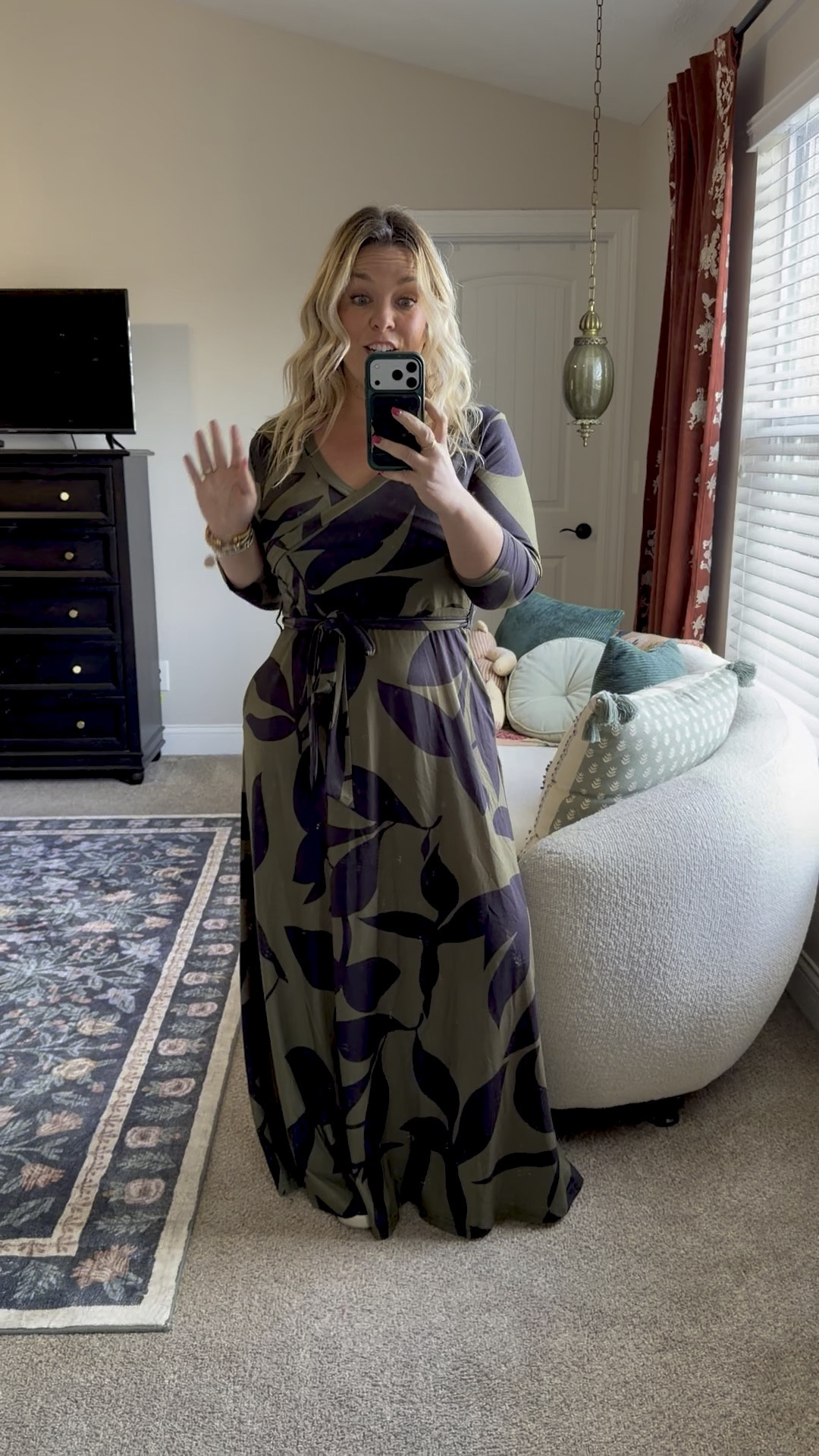 Loving this faux wrap maxi dress! Dress it up with heels or down with tennis shoes! Wearing my true sz large & I’m 5’2” so it’s petite friendly! Warning:DO NOT buy the other colors of this dress, they are a different fabric from this one & it’s awful!! 

#LTKMidsize #LTKFindsUnder50 #LTKPetite