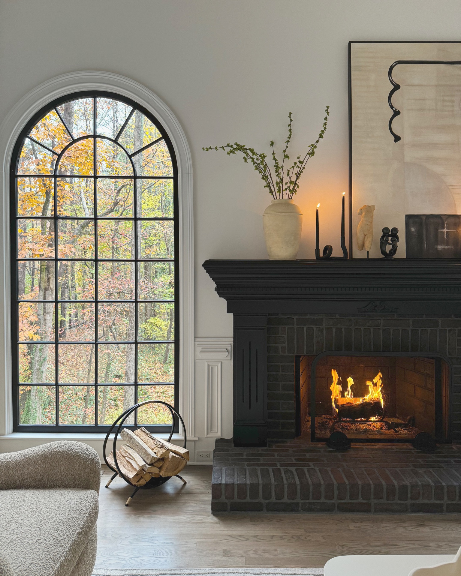 
Living room decor , fireplace decor, pottery vase, candle holder, modern abstract art