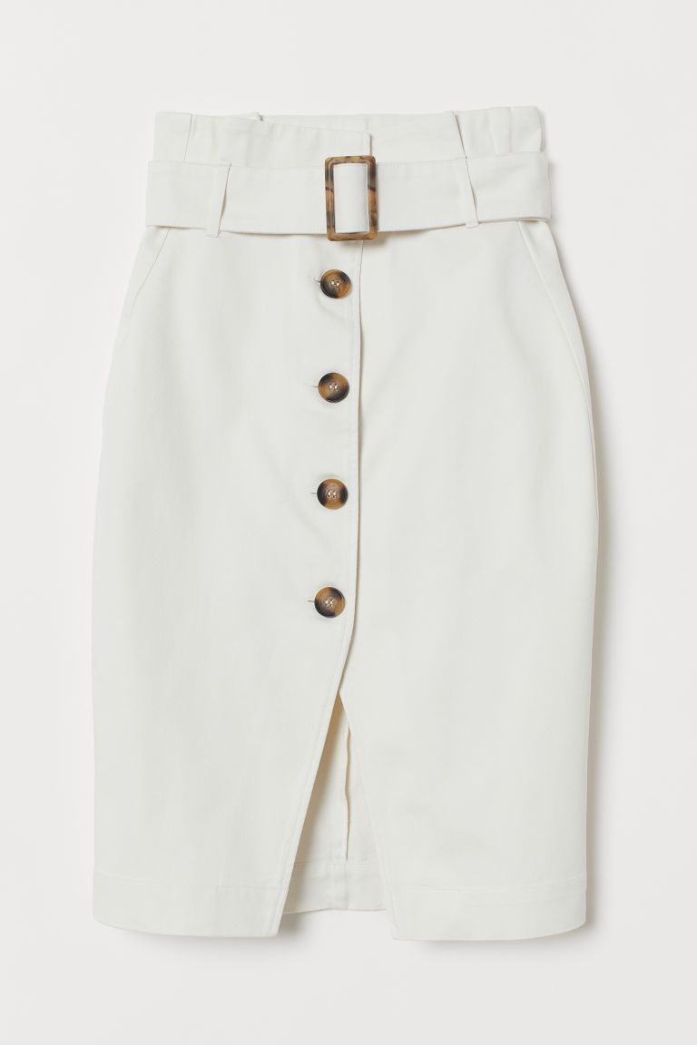 H & M - Skirt with Belt - White | H&M (US + CA)