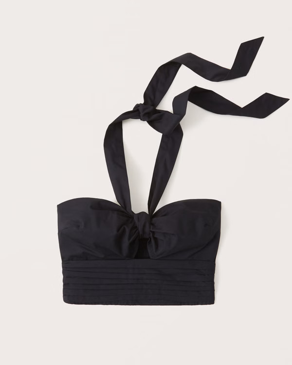 Poplin Knot-Front Halter Top | Abercrombie & Fitch (US)