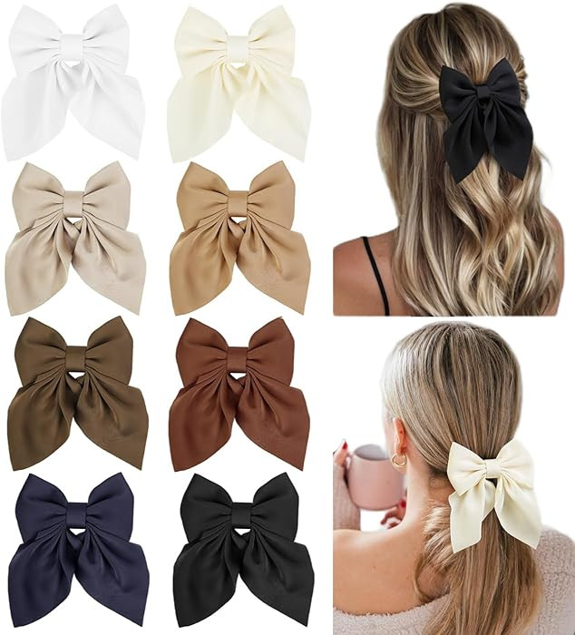 Hair Bows for Women Small Bows Hair Clips for Teens Girls Short Hair Silky Satin Hair Ribbons Acc... | Amazon (US)