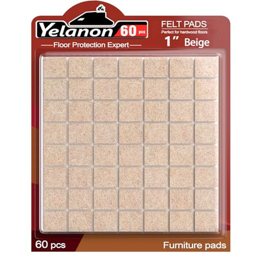 Yelanon Felt Furniture Pads -60 Pcs Premium Felt Pads for Chair Legs Furniture, Floor Protectors for Hardwood Floors, Beige | Amazon (US)