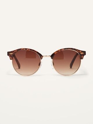 Tortoiseshell Brow-Line Round-Frame Sunglasses for Women | Old Navy (US)