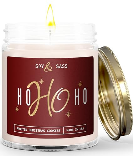 Christmas Candles Scented – ‘Ho Ho Ho’ Soy Christmas Candle, with Santa's Cookies Scent - Infused with Essential Oils I Holiday Candles I 9oz, 50Hr, Made in USA | Amazon (US)