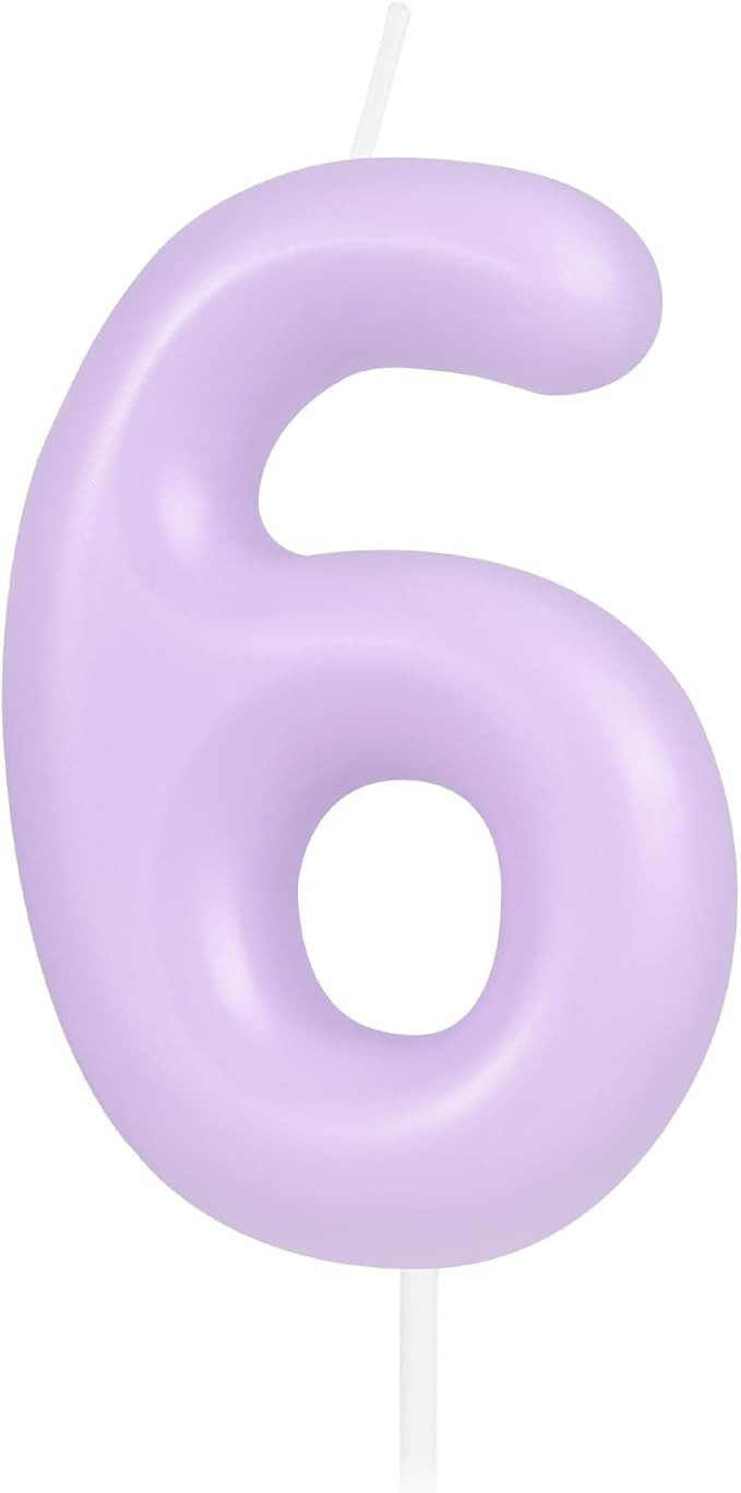Macaron Purple Number 6 Candle, 6 Birthday Candle, Macaron Purple Happy Birthday Candles for Cake... | Amazon (US)