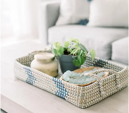 17" Seagrass Rectangular Tray with Handles by Lauren McBride | QVC