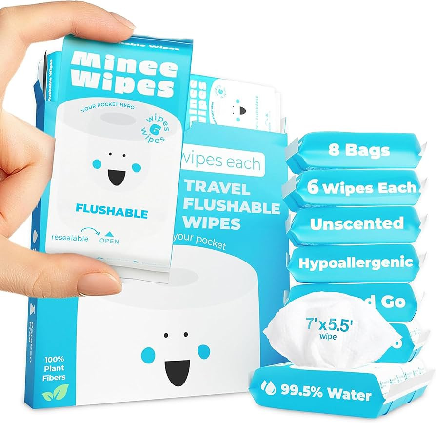 Impossibly Compact Travel Flushable Wipes - 99.5% Water and Aloe - Safe for Sensitive Skin, Hypoa... | Amazon (US)