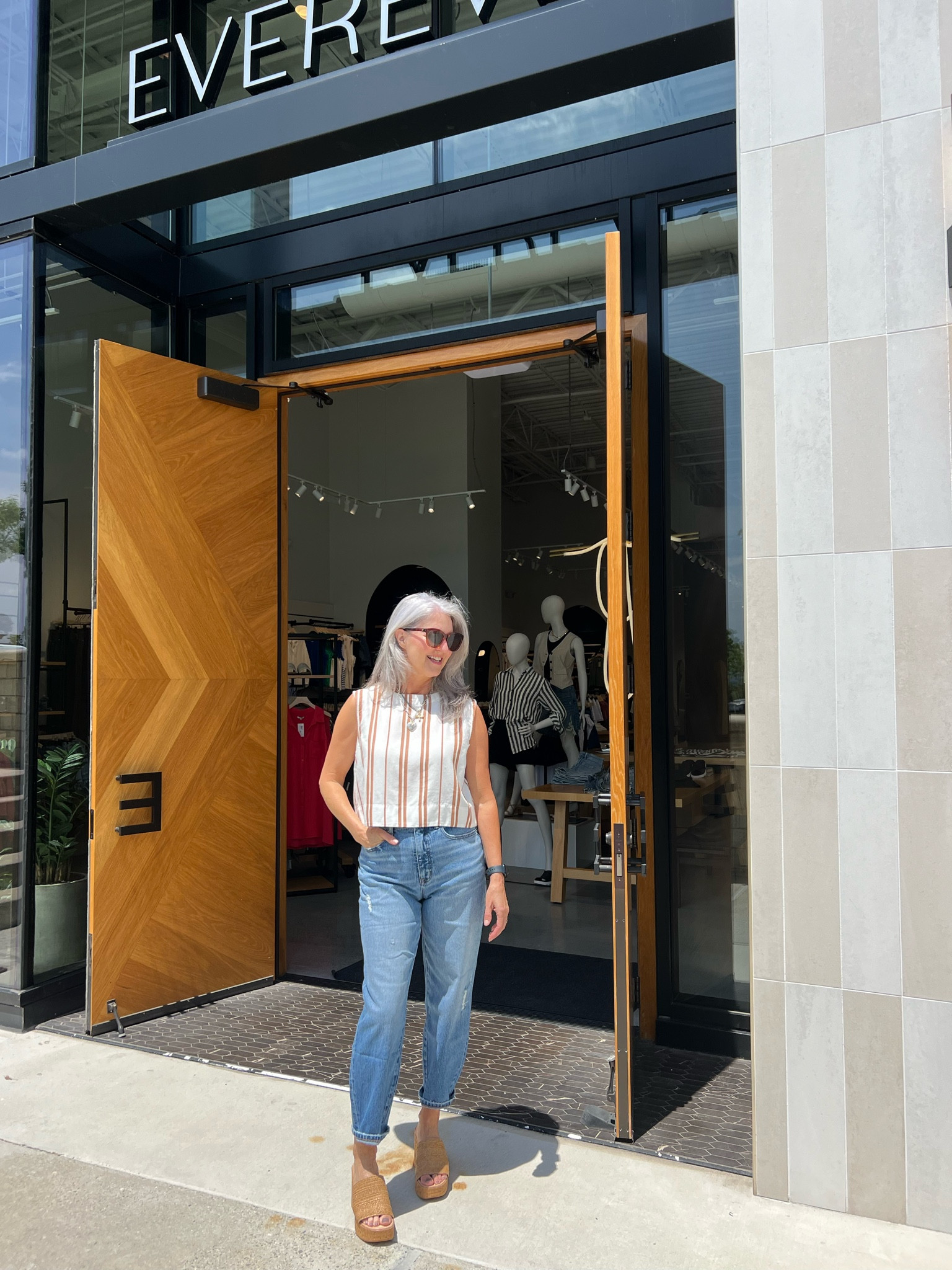 Add to cart! This top is so good and going fast. Barrel jeans… the new trend. This pair is great for taking baby steps. 

Evereve, barrel jeans, cropped top, button back top, platform sandals, evereve style, cloth and stone, 

#LTKFindsUnder100 #LTKStyleTip #LTKShoeCrush