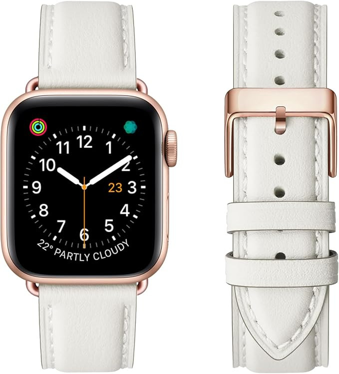 Leather Bands Compatible with Apple Watch Band 38mm 40mm 41mm 42mm(Series 11/10), Genuine Leather... | Amazon (US)