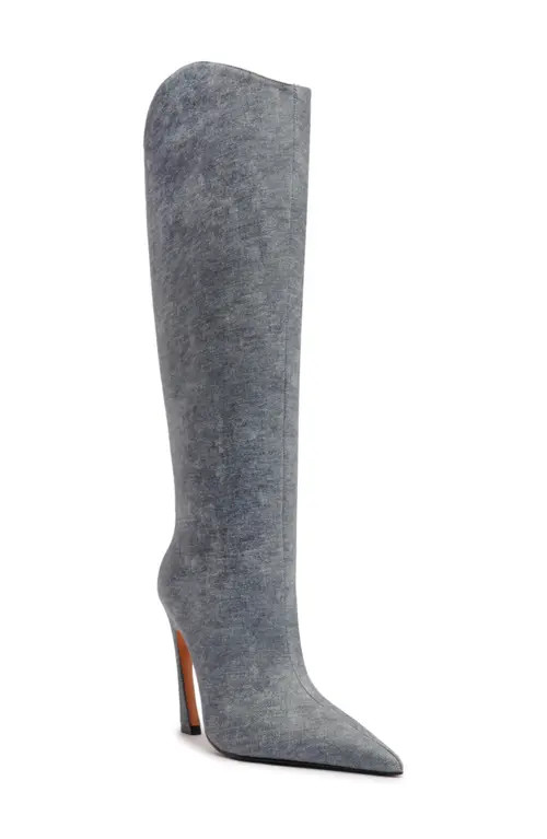 Schutz Maryann Up Curve Pointed Toe Tall Boot in Infinite Blue at Nordstrom, Size 9 | Nordstrom