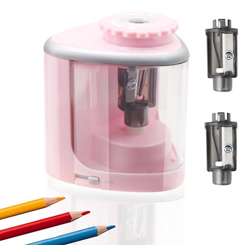 Sonuimy Battery Pencil sharpeners for Colored Pencils, Portable Electric Pencil Sharpener for #2 No.2 HB Pencils (6-8mm), Battery Operated sharpeners for Artist Classroom School Work Office -Pink | Amazon (US)