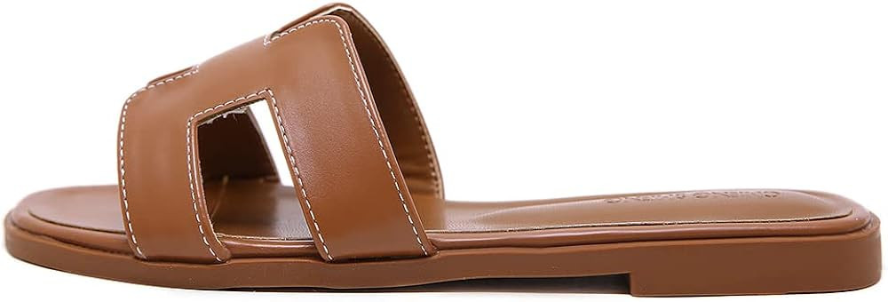 Stratuxx Kaze Womens Sandal Flat Band Slide Sandal,White, Black, Metallic Sandals | Amazon (US)