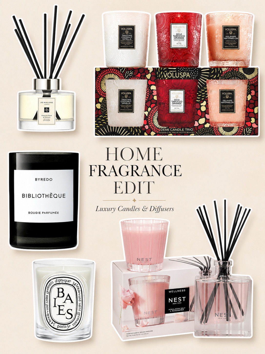 Create a calm and welcoming home with luxury candles and reed diffusers. This home fragrance edit features elegant picks from Jo Malone London, Voluspa, Byredo, Diptyque, and NEST New York. These scents are perfect for refreshing a bedroom, living room, bathroom, or entryway—and they also make beautiful gifts.

Shop the edit to find your next signature home scent.

 #HomeFragrance #LuxuryCandles #ReedDiffuser #CandleLovers #HomeScent #HomeDecorFinds #GiftIdeas #CozyHome #LuxuryHome 

 #LTKOver40 #LTKHome #LTKSaleAlert