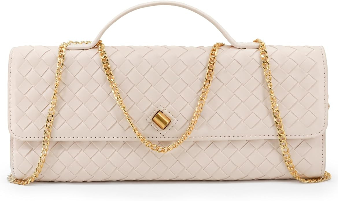 Clutch Purses for Women, Woven Evening Leather Crossbody Purse Shoulder Bag for Wedding Party | Amazon (US)