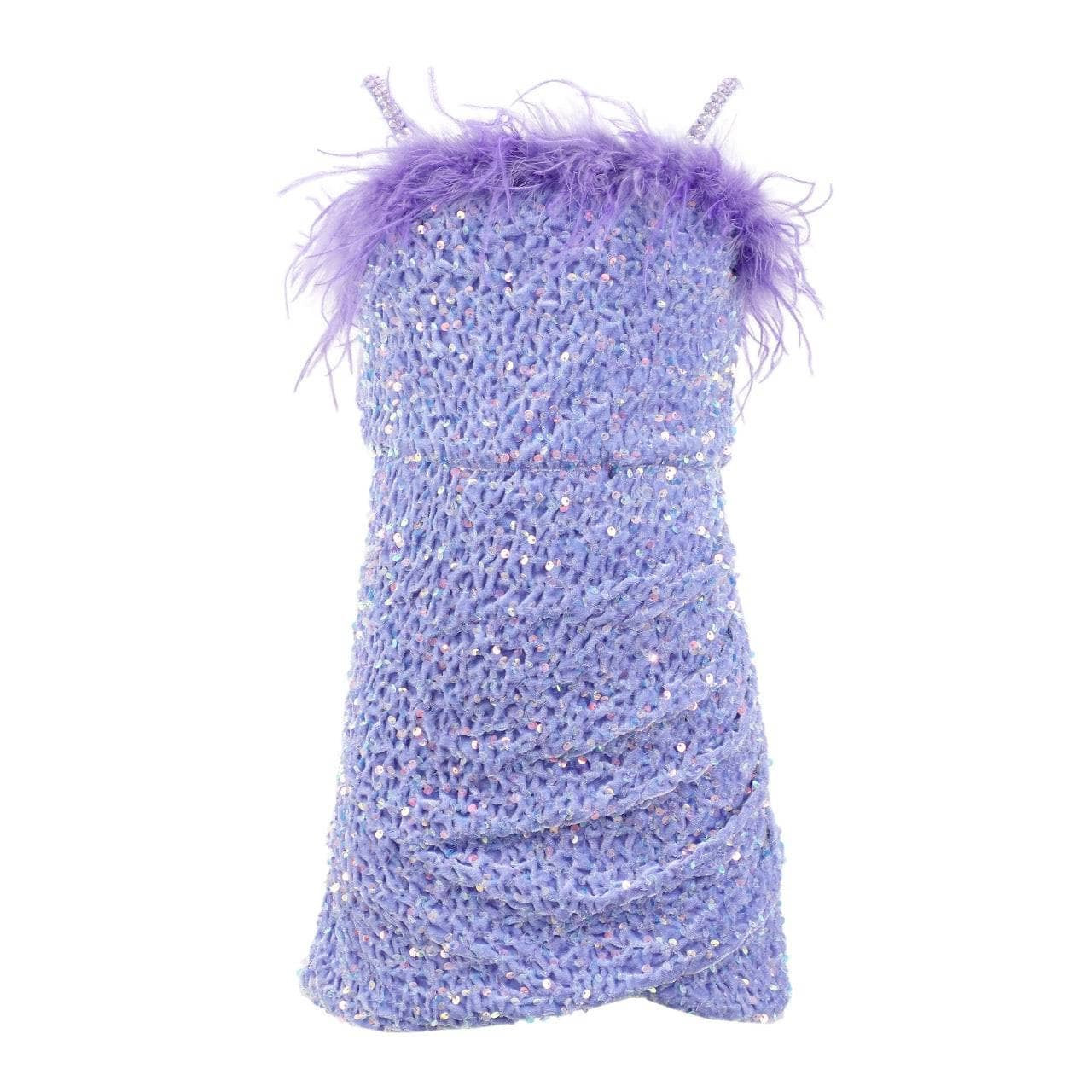 Lavender Shimmer Feather Mini Dress 4 | Lola + The Boys