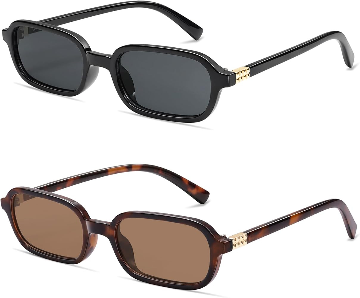 Retro Rectangular Sunglasses for Women Vintage Fashion Trendy Funny Small 90s Square Sunnies 2025... | Amazon (US)