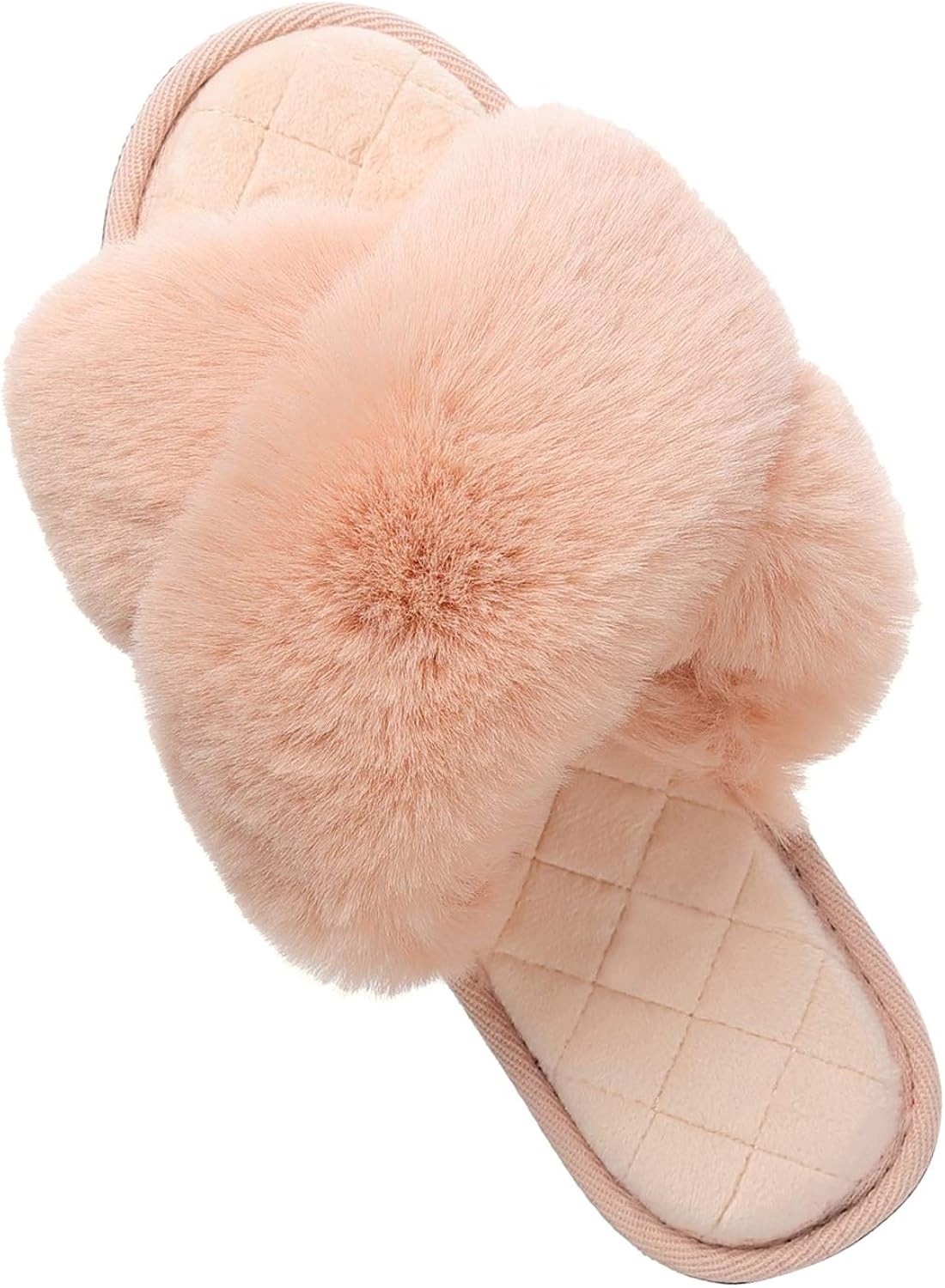 TALITARE Womens Fuzzy Slippers, Open Toe Faux Fur Cross Band Slide Fluffy Slippers Soft Comfy Coz... | Amazon (CA)