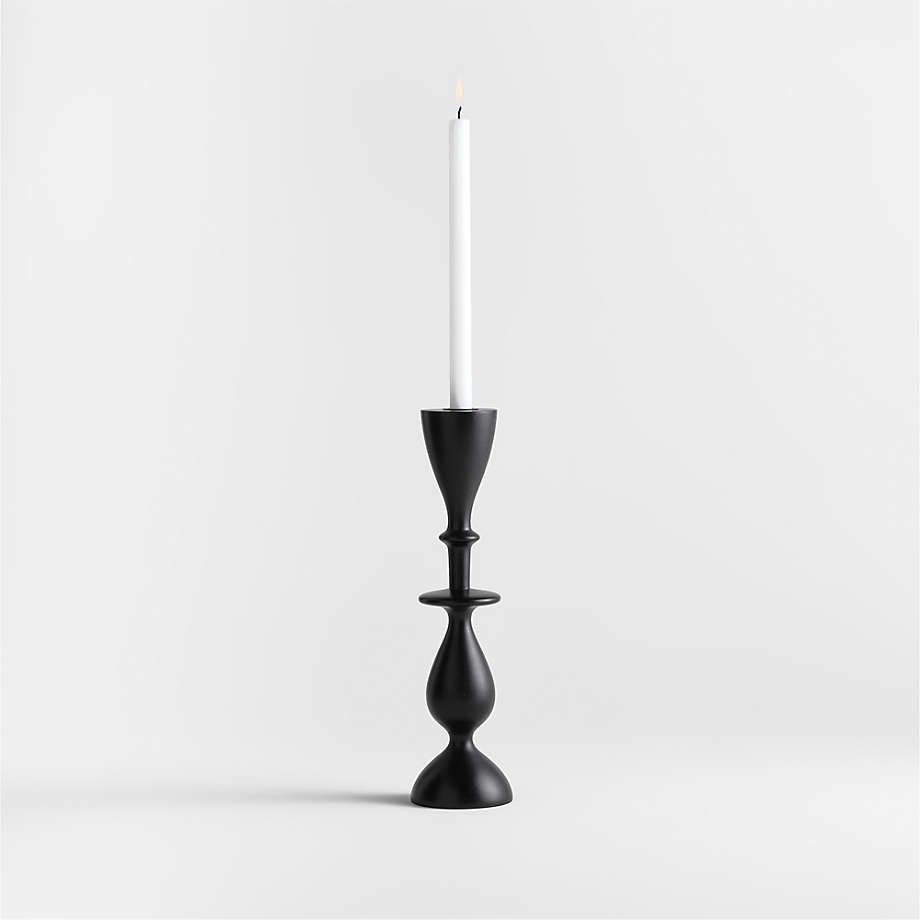 Vantaa Black Taper Holder 9.25" + Reviews | Crate & Barrel | Crate & Barrel