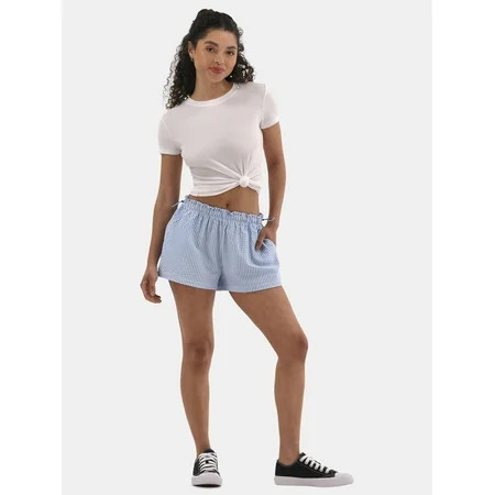 No Boundaries Ribbed Crewneck Tee with Short Sleeves, Women's | Walmart (US)