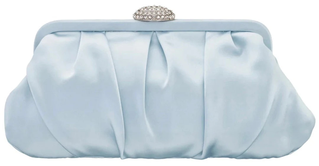 Powder Blue Satin Evening Clutch with Crystal Closure | Etsy (US)