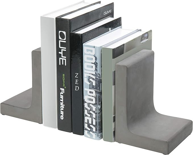 MyGift Solid Cement Bookends for Shelf in Gray Finish L-Shaped Decorative Heavy Duty Non-Skid Boo... | Amazon (US)