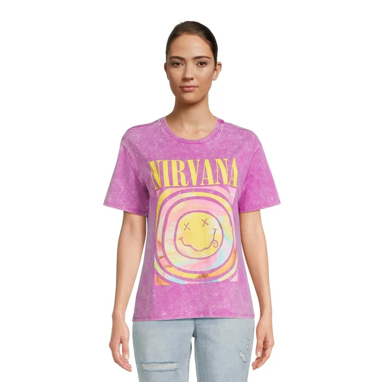 Nirvana Juniors Graphic Band Tee with Short Sleeves, Sizes XS-3XL | Walmart (US)