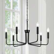 Farmhouse Chandelier, 6-Light Modern Ceiling Pendant Light Fixtures Industrial Iron Chandelier Classic Candle Ceiling Pendant Light Fixture For Kitche | SHEIN