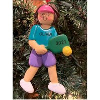 Personalized Pickleball Ornament Brunette Girl Player Christmas Keepsake | Etsy (US)