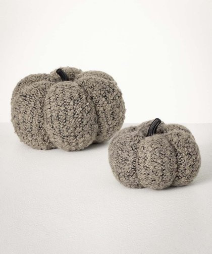 Neutral Gray Bouclé Pumpkin Décor Set | Zulily