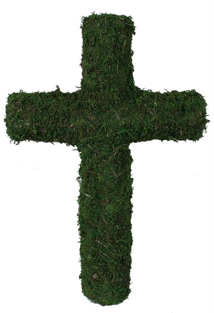 16" Tall Moss Cross Wreath, Green, Spring Cross, Easter Cross, Handmade | Amazon (US)