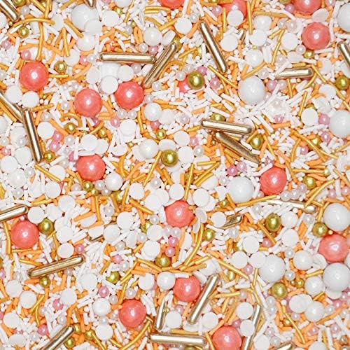 Fancy Sprinkles Decorative Glitter Sprinkle Mix for Baking, Cake and Cookie Decorating, Blush/Peach/ | Amazon (US)