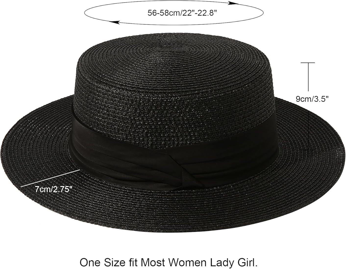 Lanzom Sun Hats for Women Wide Brim Straw Boater Hat Foldable Packable Beach Hat for Summer | Amazon (US)