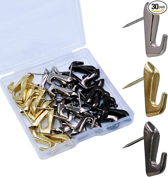 30 PCS Push Pin Picture Hooks, thumbtacks for Wall Hanger, Picture Hanging Nails for Wall, Decora... | Amazon (US)