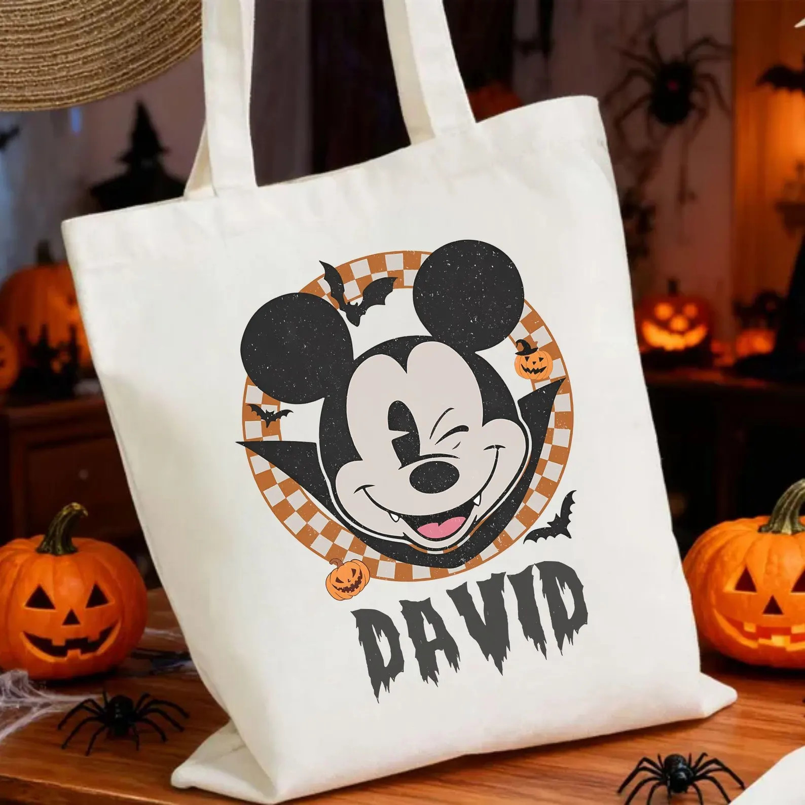 Custom Disney Halloween Tote Bag, Matching Mickey and Minnie Candy Bag with Name,Personalized Tri... | Etsy (Global)