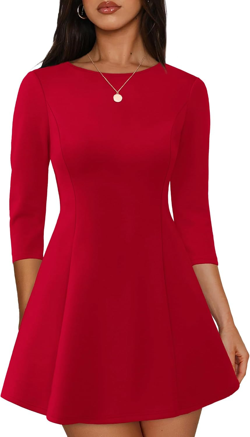 RUMIA Cocktail Dresses for Women A-Line Boat Neck Mini Short Dress (XS-2XL) | Amazon (US)