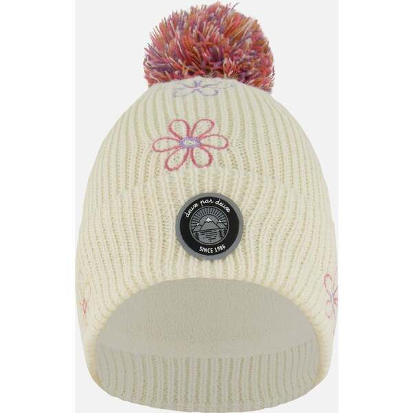 Lined Knit Pompom Hat, Off-White and Pink | Maisonette