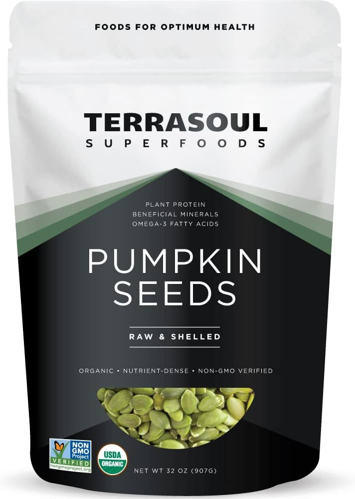 Terrasoul Superfoods Organic Pumpkin Seeds, 2 Lbs - Premium Quality, Shelled, Raw, Unsalted | Amazon (US)