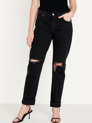 Mid-Rise Ripped Boyfriend Jeans for Women | Old Navy (US)