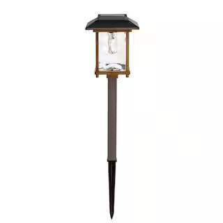 Hampton Bay Parkwood 14 Lumen Bronze 2-Tone Finish LED Weather Resistant Outdoor Solar Path Light... | The Home Depot