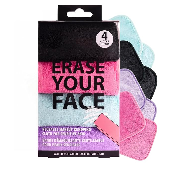 ERASE YOUR FACE Reusable Makeup Remover Cloths - Microfiber Face Towels to Cleanse & Remove Makeu... | Amazon (US)