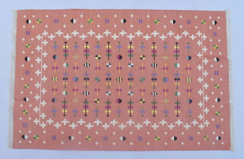 Multiple Sizes Light Peach Handmade Modern Pattern Rug Flat Weave and Hand Woven Kilim Rug - Etsy | Etsy (US)